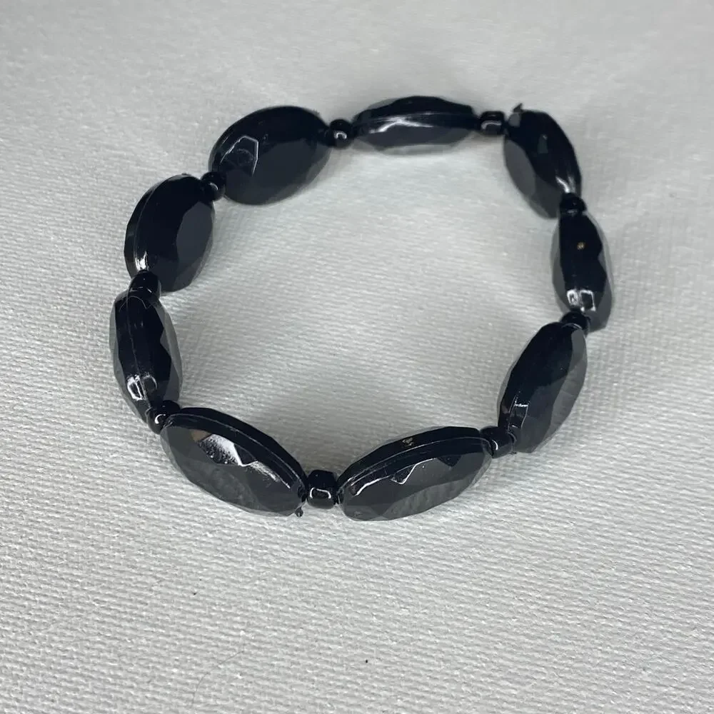 Handmade Evil Eye Bracelet and Black Beaded Stretchy Bracelets